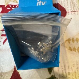 White platinum over sterling Silver snowflake Earrings pierced New Gift